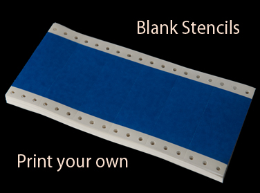 <b>stencilbluelarge - </b>100 sets of 6 blank etch stencils (4" wide x 1.5 high ") - 600 Total